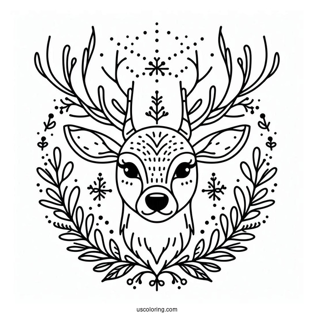 Simple Outline Of Reindeer Head