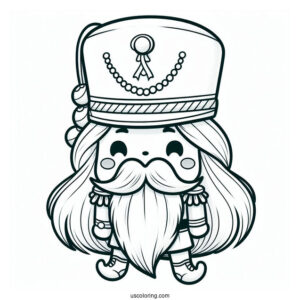 Chibi Nutcracker Coloring Page With A Large Hat And Long Beard For Preschoolers