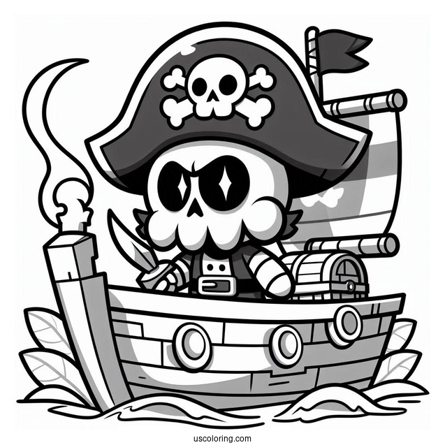 Brawl Stars Coloring Page Of Cursed Pirate On Boat
