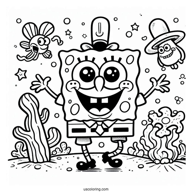 Happy SpongeBob Coloring Page