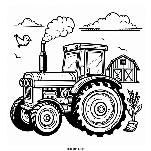 Farm Tractor To Color