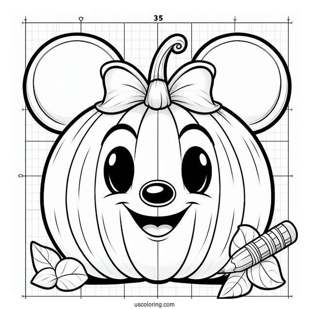 Pumpkin Coloring Page Mickey Mouse Themed Jack O Lantern To Color
