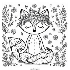 Meditating Fox With A Flower Crown