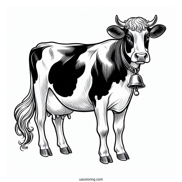 Jersey Cow With Bell Coloring Page