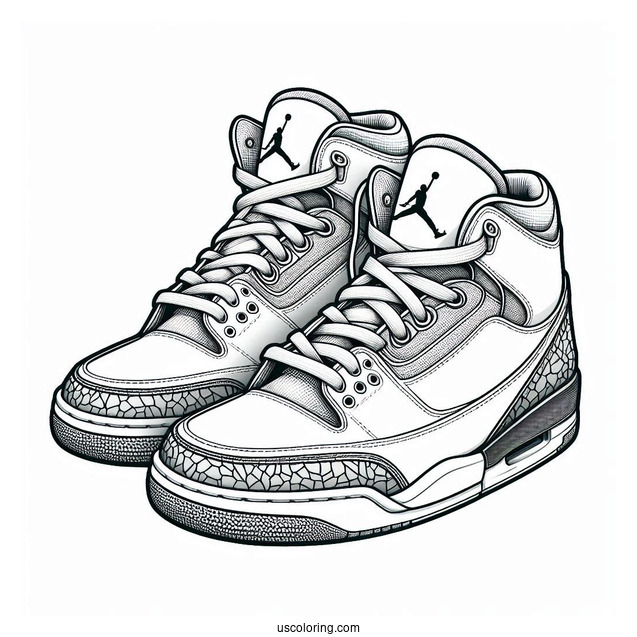 Detailed Pair Of Air Jordans Coloring Page