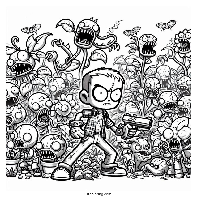 Full Page Of Zombies Battling The Plants