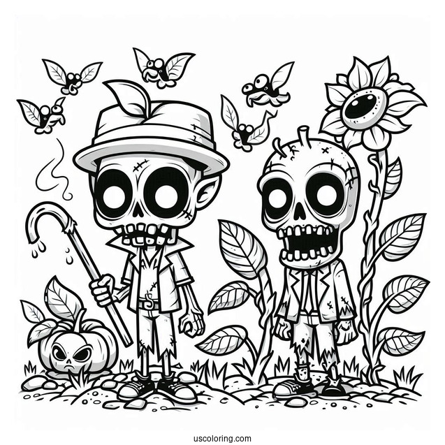 Coloring Sheet Of Halloween Themed Zombie