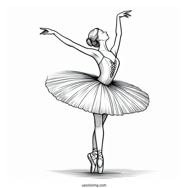 Ballerina Standing On Toes With Arms Above Head