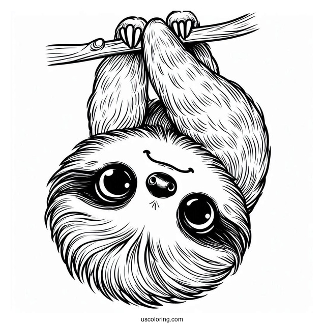 Cute Baby Sloth Hanging Upside Down