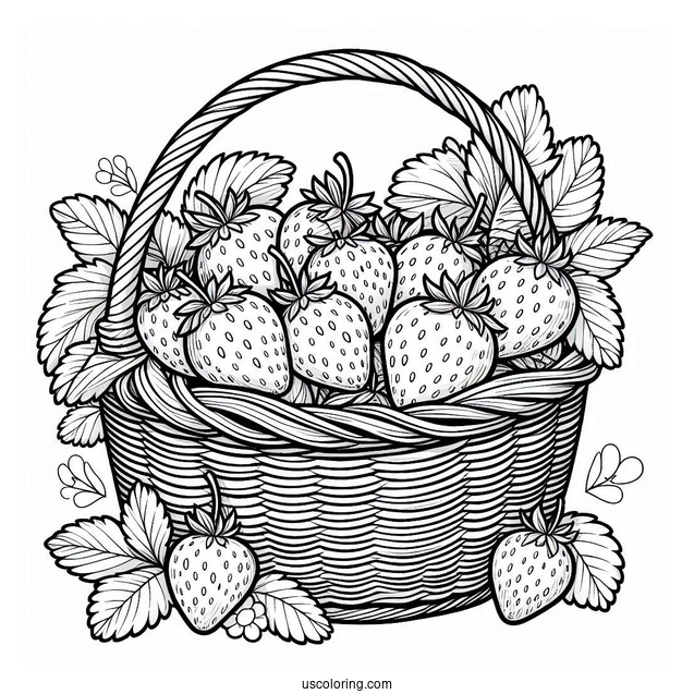 Basket Full Of Strawberries Coloring Page