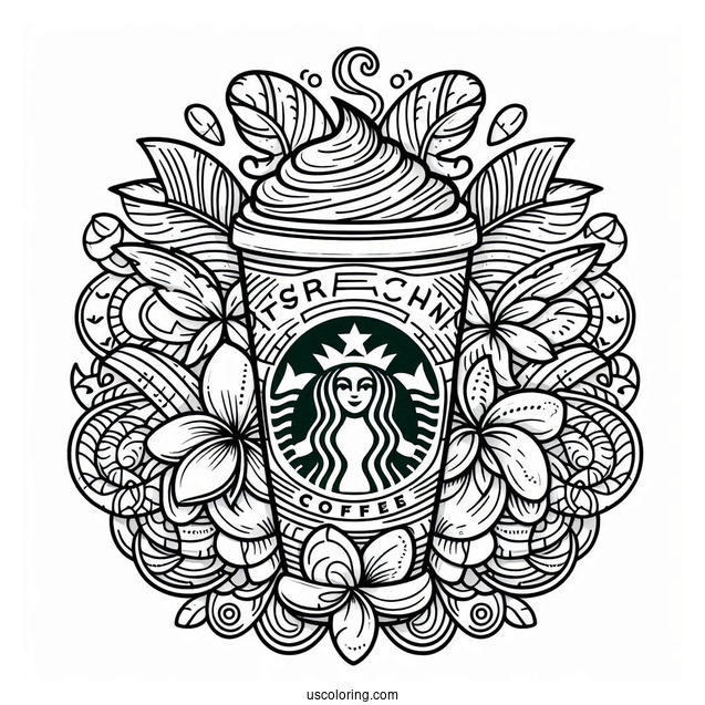 Starbucks Coloring Page Of Ohana Coffee Logo With Stitch