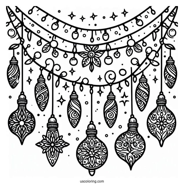 Large Detailed Christmas Lights To Color