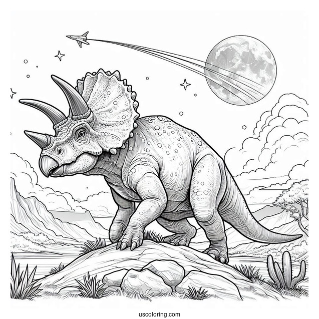 Realistic Protoceratops Climbing A Hill