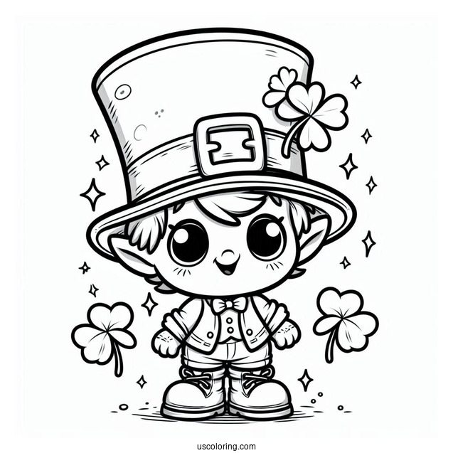 St. Patrick's Day Coloring Page Of Cartoon Leprechaun Hat With Shoes And Gloves For Kids