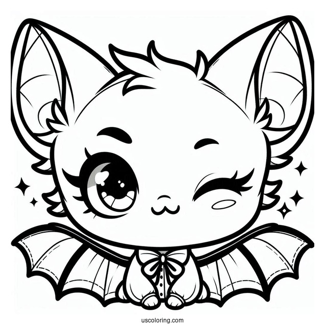 Winking Bat Coloring Page For Kids