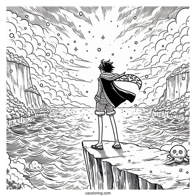 One Piece Coloring Page Of Nico Robin On Cliff