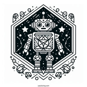 Geometric Robot With Starry Background