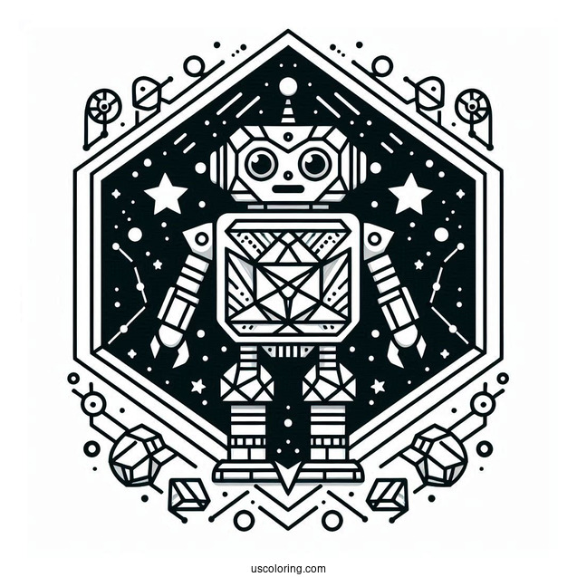 Geometric Robot With Starry Background