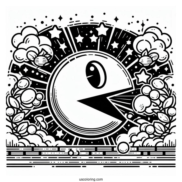Retro Pac-Man Coloring Page Game View