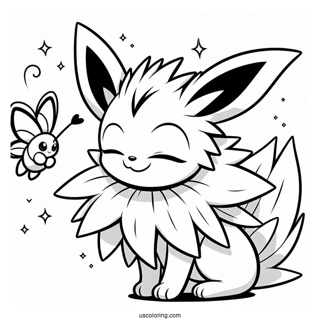 Jolteon Coloring Page Smiling At Sylveon For Kids