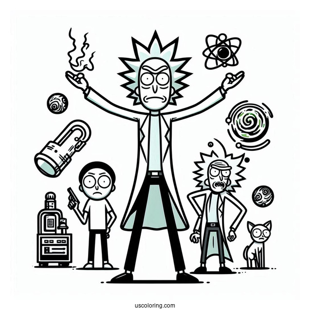 Iconic Characters From Rick And Morty To Color