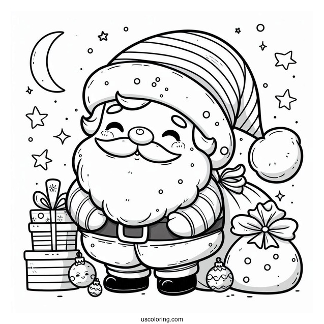 Plump Looking Santa To Color For Kids