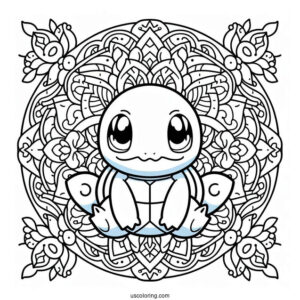 Squirtle Mandala Coloring Sheet For Kids