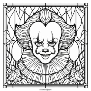 Smiling Pennywise Stained Glass Coloring Page