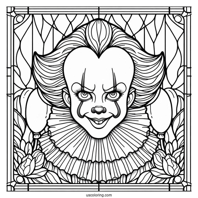 Smiling Pennywise Stained Glass Coloring Page