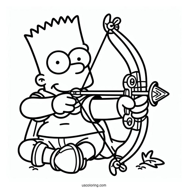 Bart Holding Slingshot Coloring Page