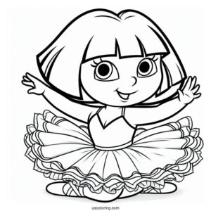 Dora As a Ballerina Coloring Sheet