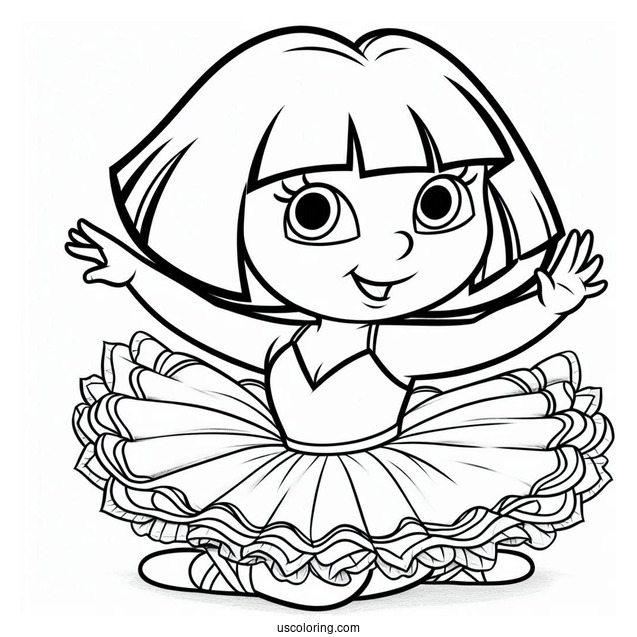 Dora As a Ballerina Coloring Sheet