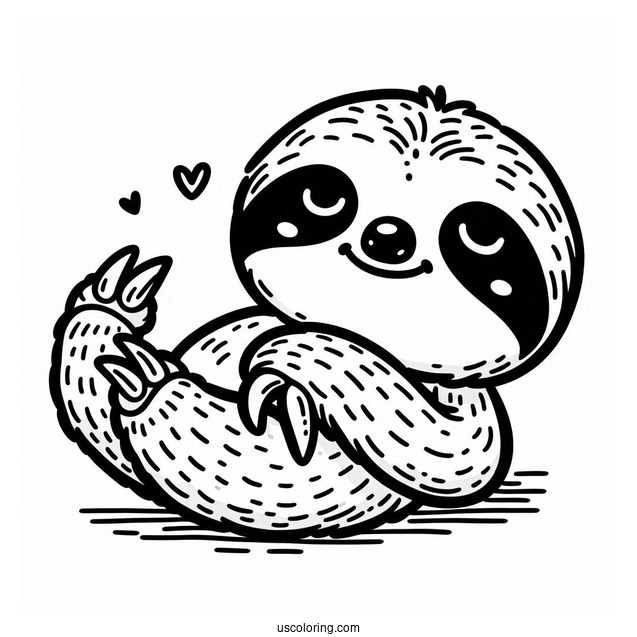 Easy Baby Sloth Coloring Sheet For Preschoolers