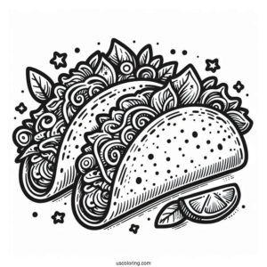 Two Detailed Taco Coloring Page