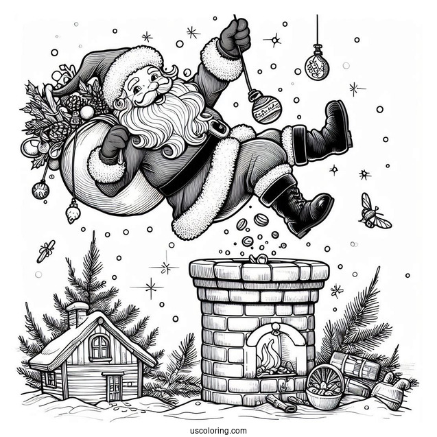 Santa Falling Into Chimney