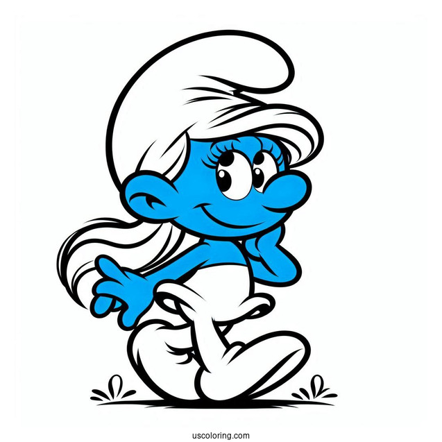 Cartoon Smurf Sassette Coloring In