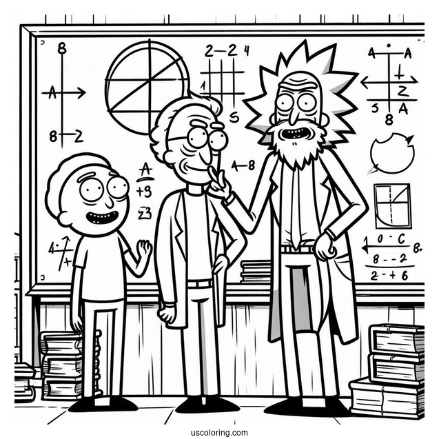 Rick and Morty Coloring Page Of Mr. Goldenfold Teaching Math