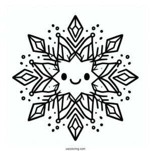 Cartoon Crystal Snowflake Coloring Page For Kids