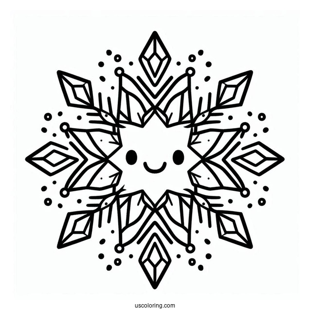 Cartoon Crystal Snowflake Coloring Page For Kids