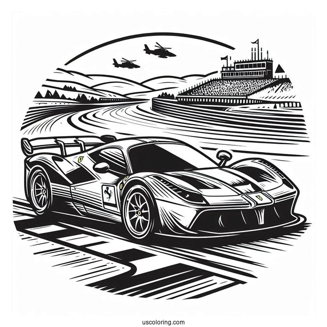 Ferrari Race Car Coloring Picture
