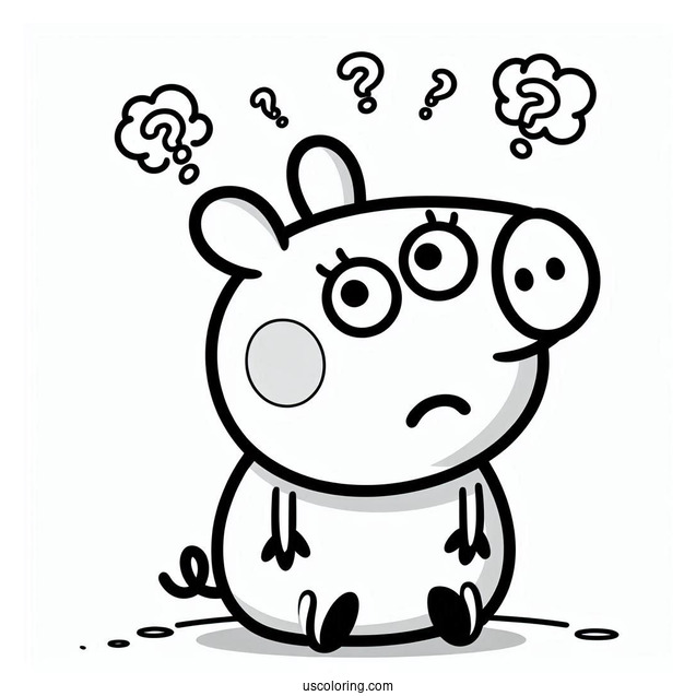 Concerned George Pig Coloring Page