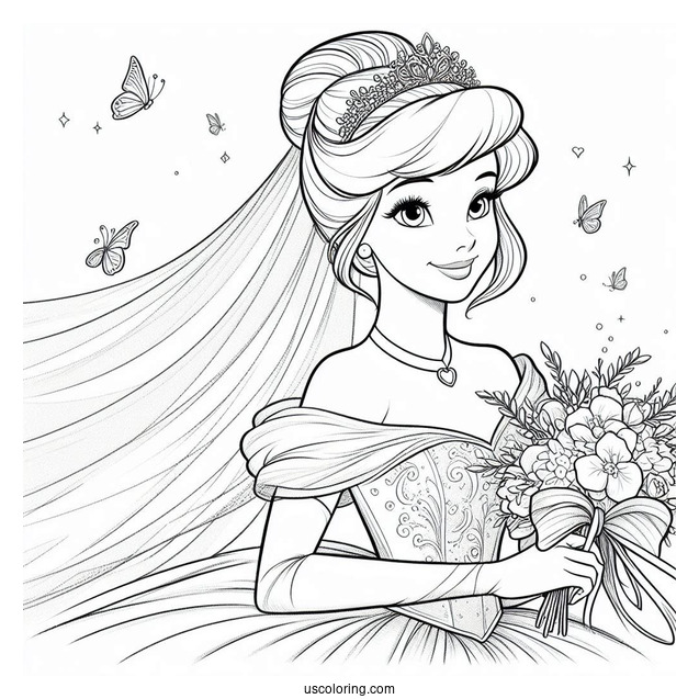 Cinderella Wedding Day Coloring Page