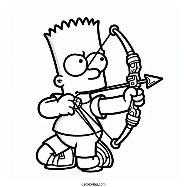 Bart Holding Slingshot Coloring Page