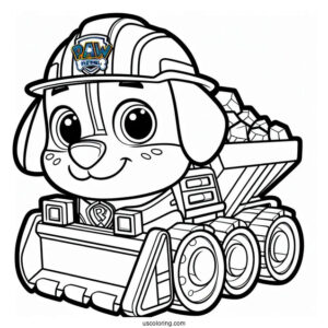 Easy Coloring Page Of Rubble From Paw Patrol