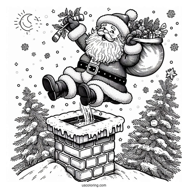 Santa Falling Into Chimney