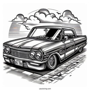 Detailed Lowrider Coloring Page Vintage Car