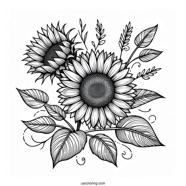 Simple Sunflower Coloring In