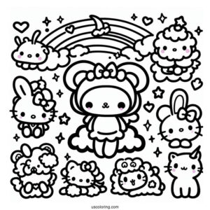 Full Page Sanrio Coloring Page Of All Characters