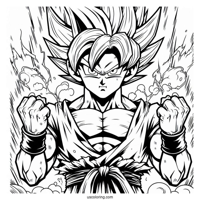 Super Saiyan Goku Coloring Page For Kids
