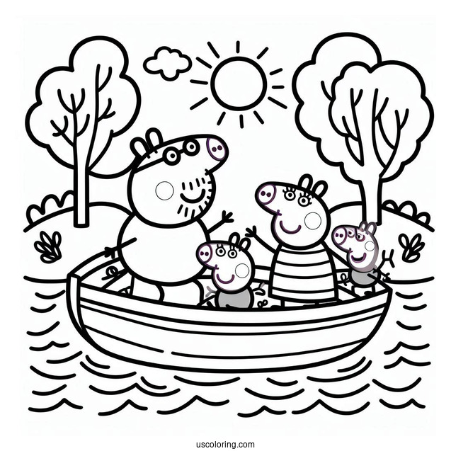 Peppa Pig Family On River Boat